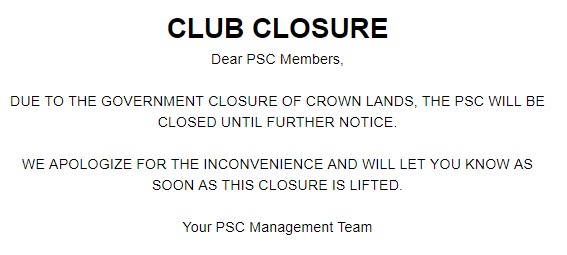PSC Club Closed - Fire Risks
